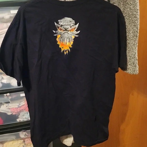 Anvil Black Short-Sleeve Tee with Flaming Skull Graphic - Picture 4 of 4